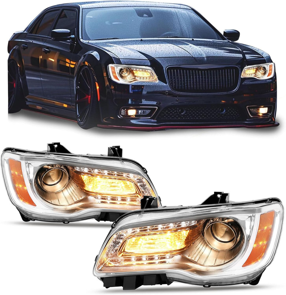 Headlights Compatible with 2011-2023 Chrysler 300 Headlamps W/Bulb Clear Lens Ch